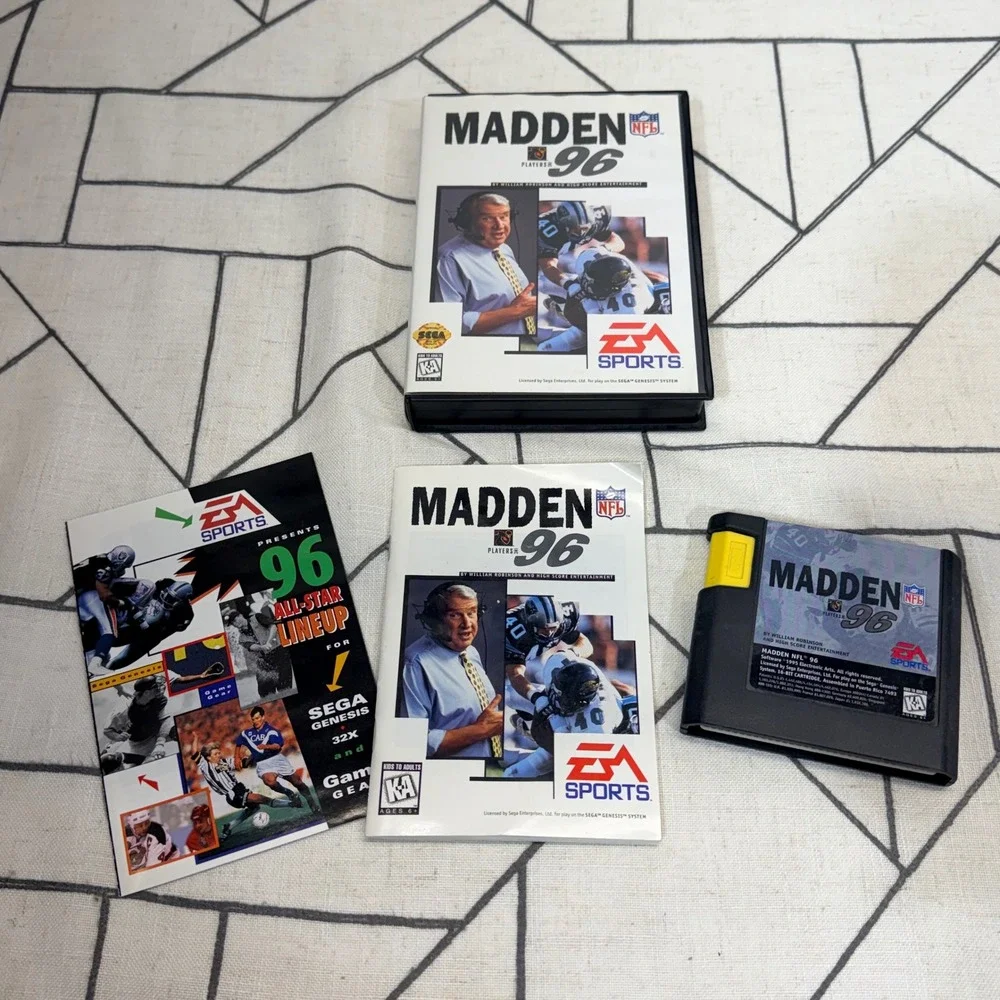 EA Sports Madden NFL 96 Sega Genesis Black CIB Complete with Manual Tested